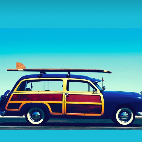Other - Vintage Blue Woody Wagon with Surfboard